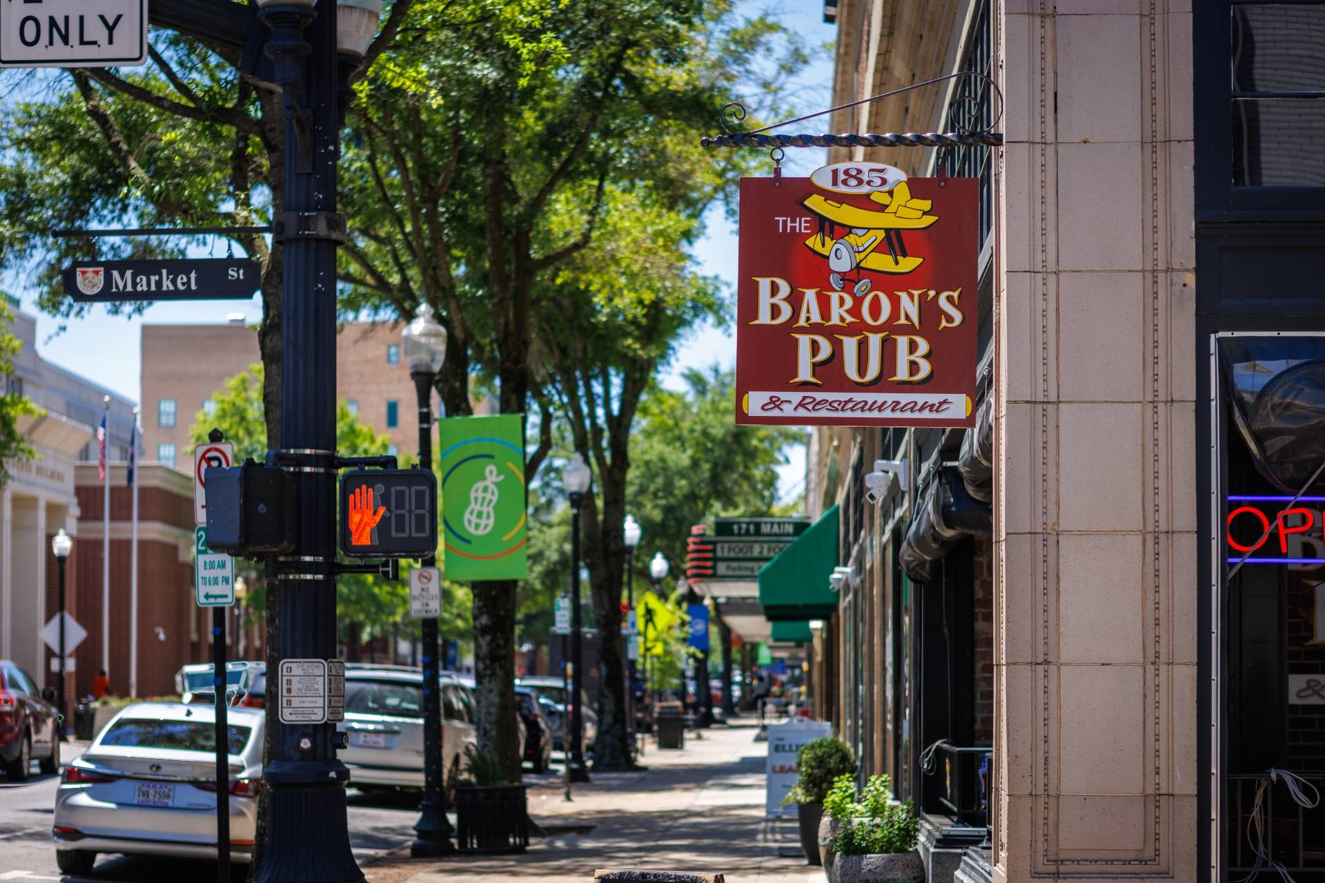 Sign of Baron's Pup in downtown Suffolk, VA